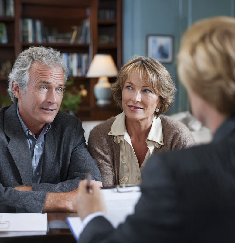 Couple talking to advisor 774x800